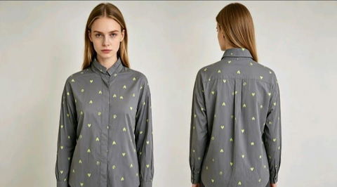 Camisa gris con estampado de corazones amarillos