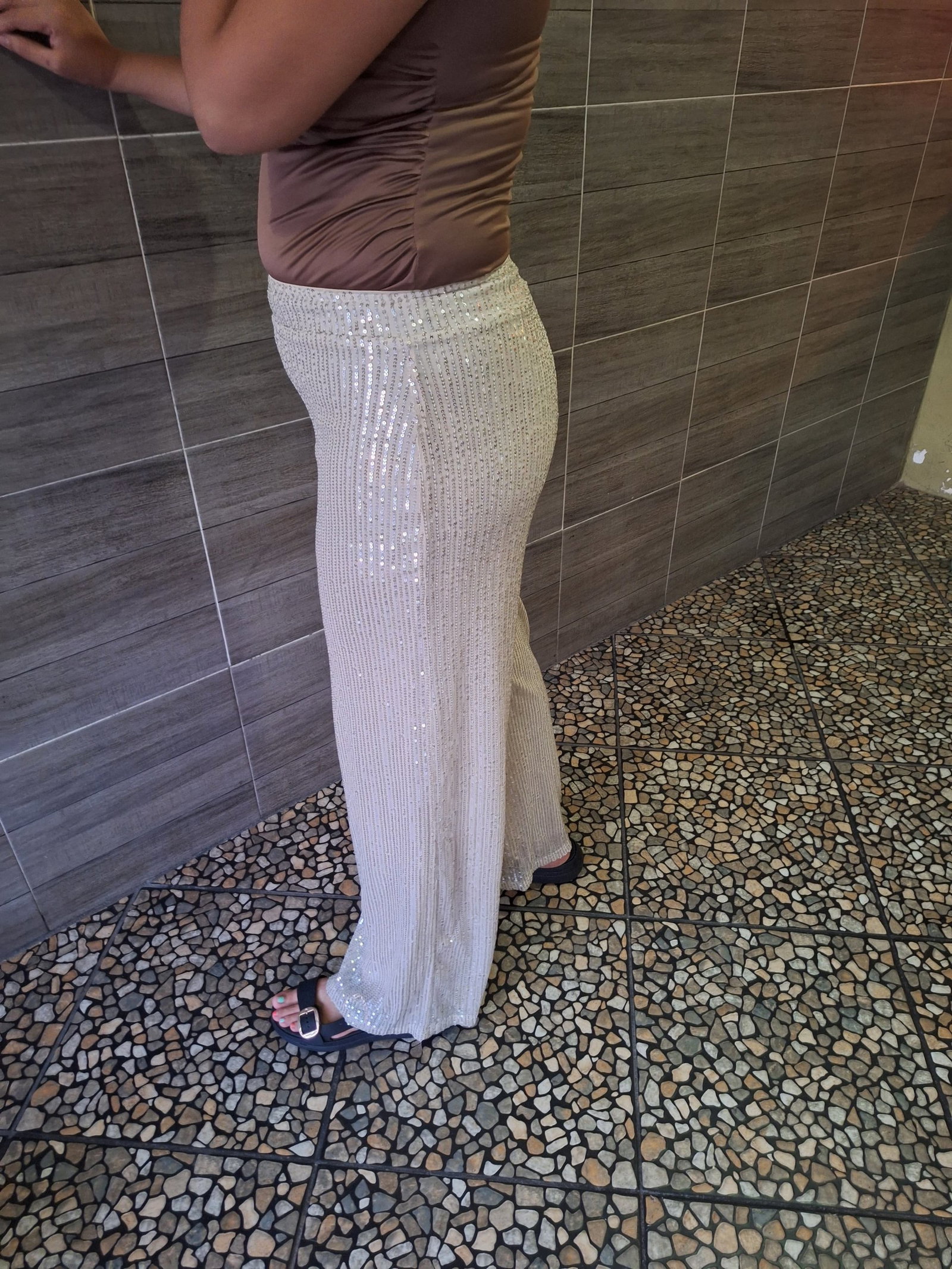 Pantalón de Lentejuelas Color Champagne