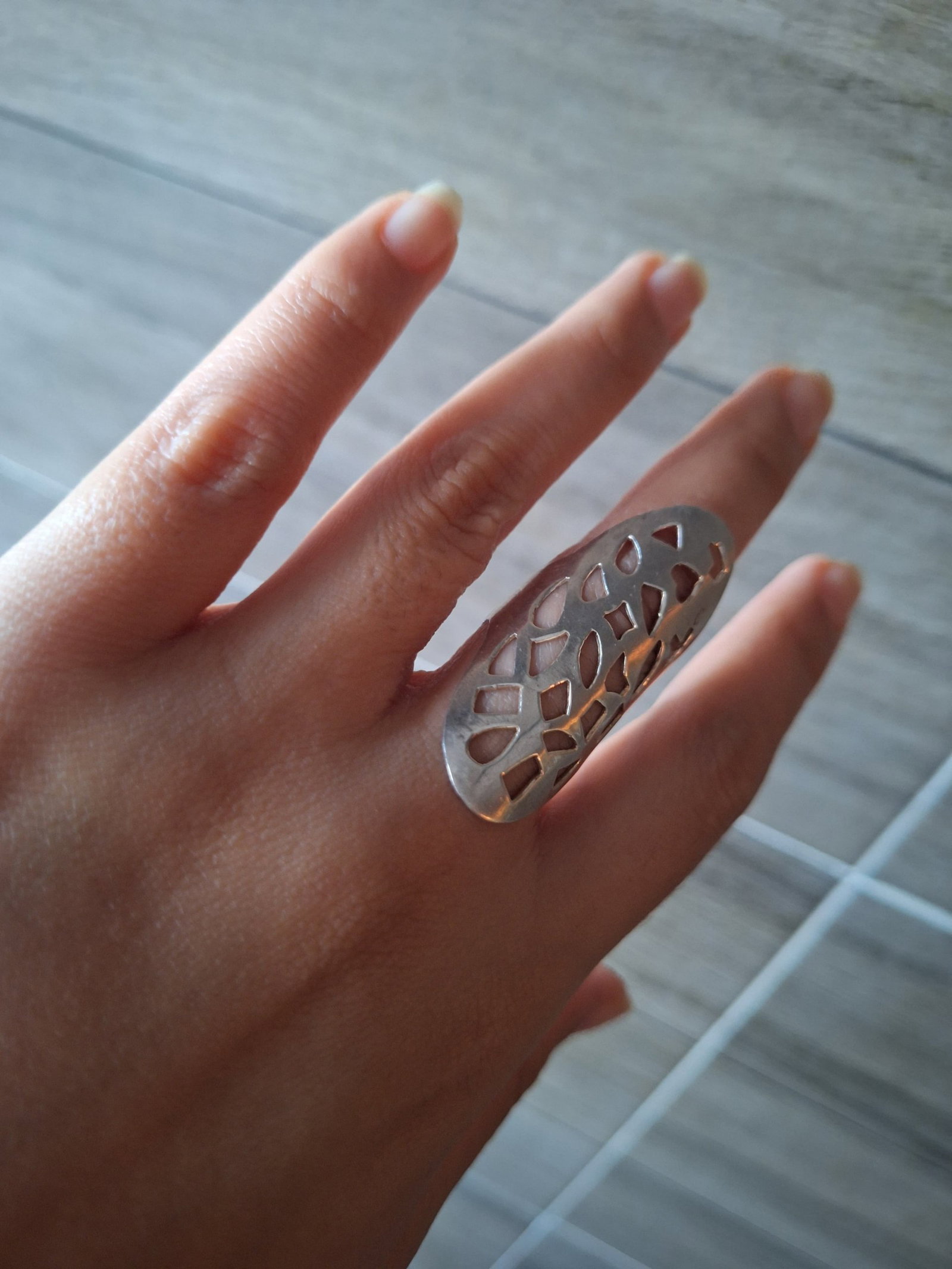 Anillo ancho calado en plata 925 - Talla 8