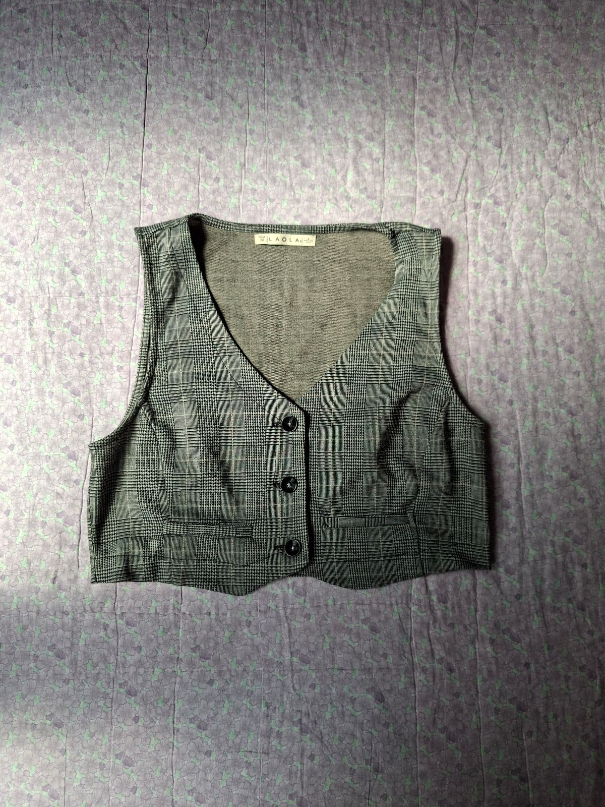 Chaleco de Tela Cuadros en Color Gris