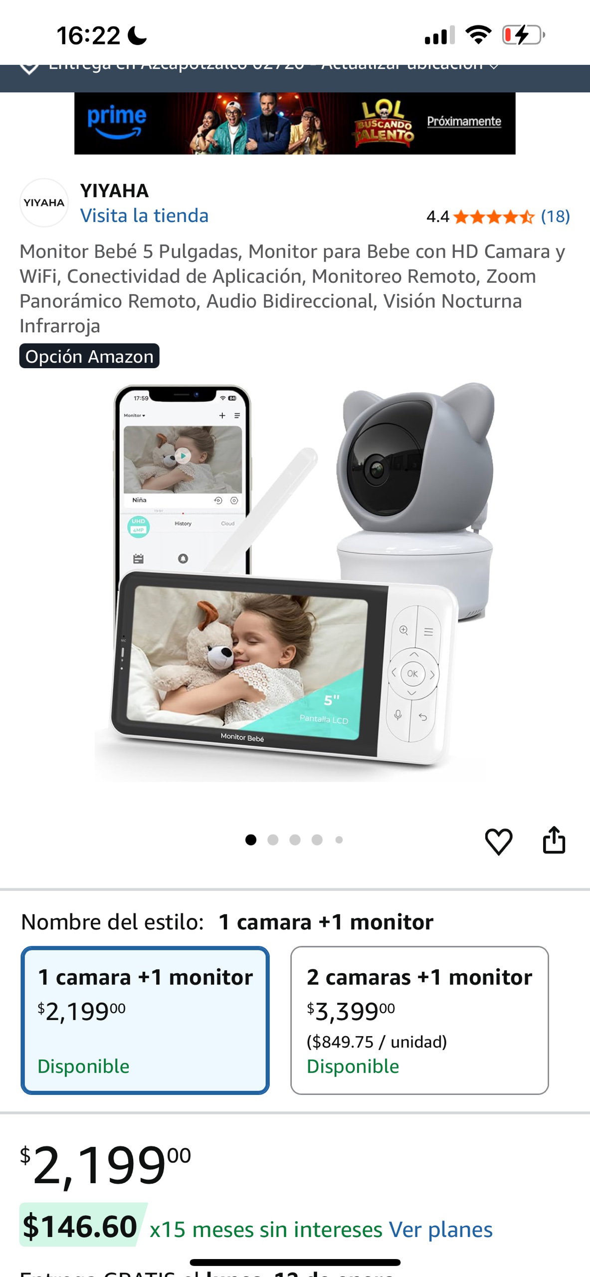 cámara con monitor 