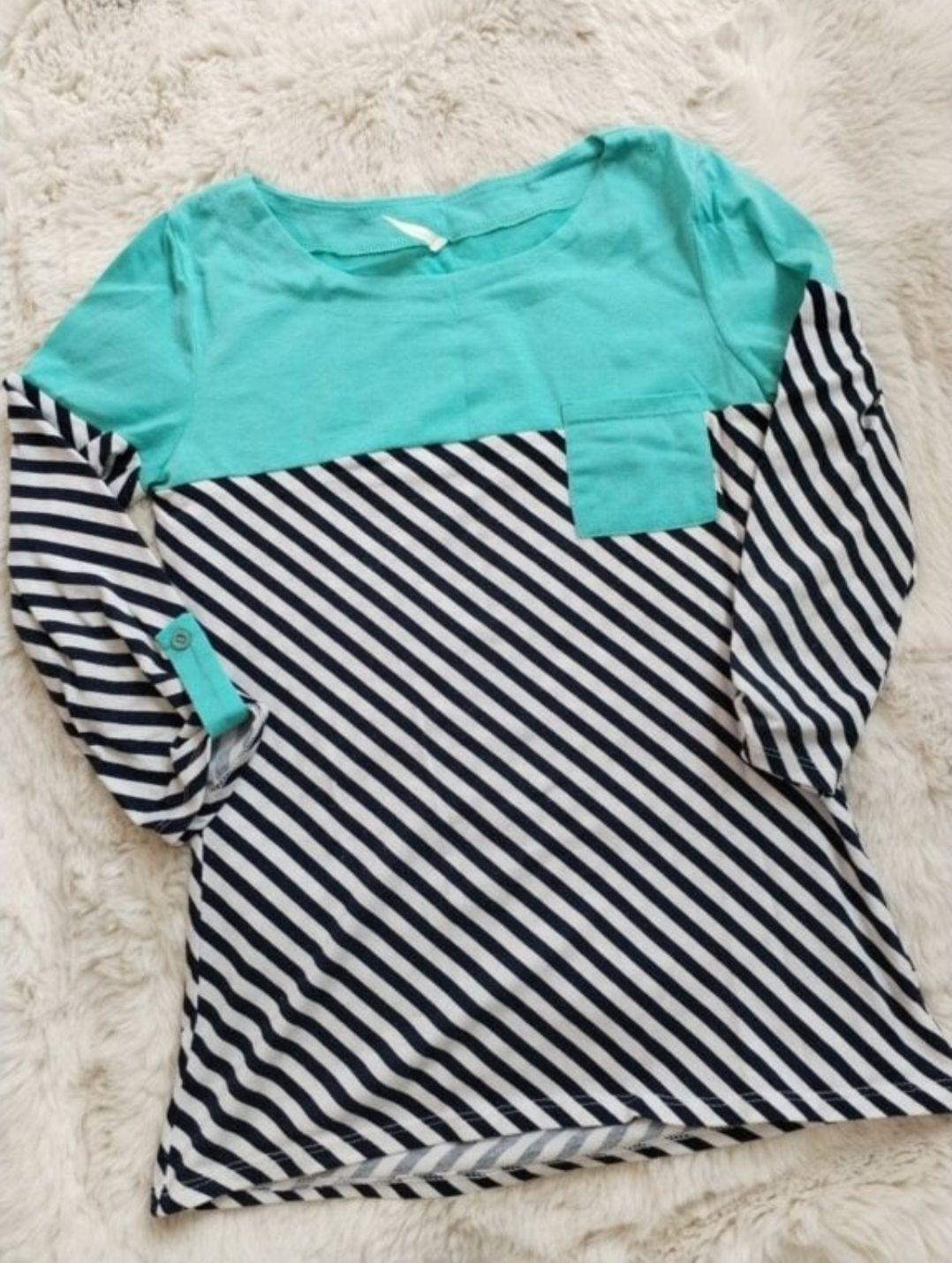 Playera de Manga Larga con Rayas y Color Aqua