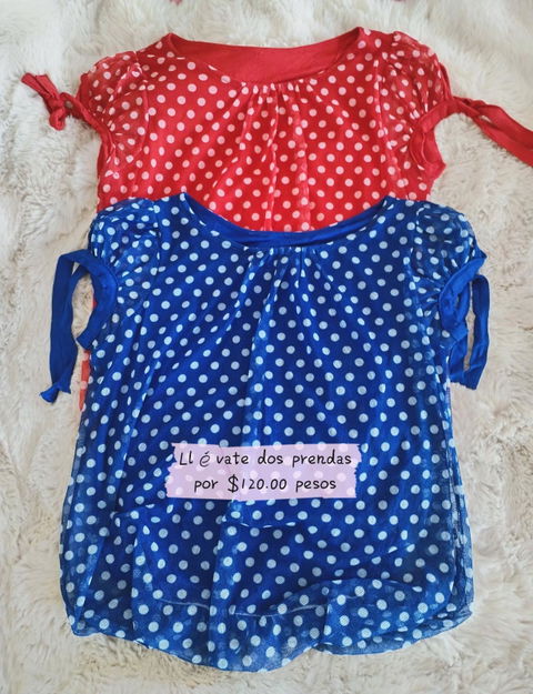 Blusas de manga corta con lunares - Paquete de 2
