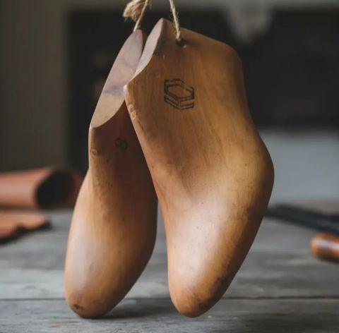 Par de hormas de madera para zapatero, talla infantil, vintage, 30 años