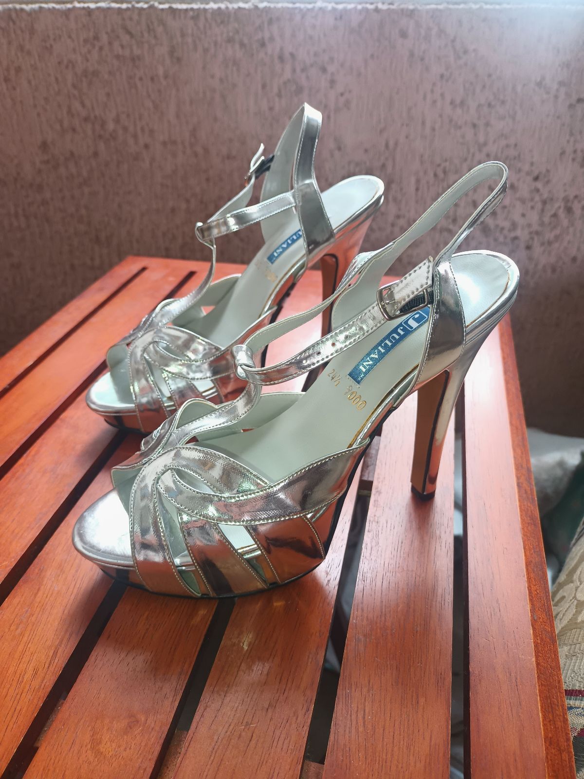 Zapatillas de plataforma plateadas Julianni, tacón 14 cm