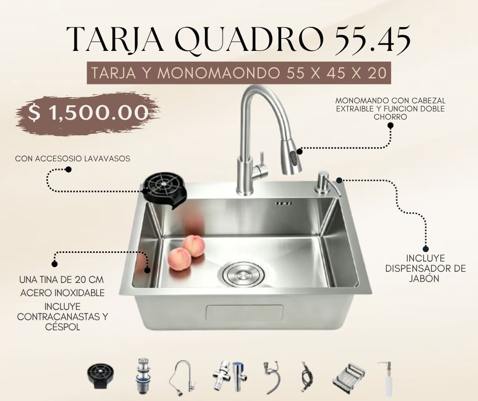 Tarja Quadro 55.45 con Monomando y Accesorios