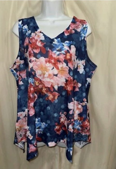 Blusa Floral Sin Manga TIME AND TRU Talla L
