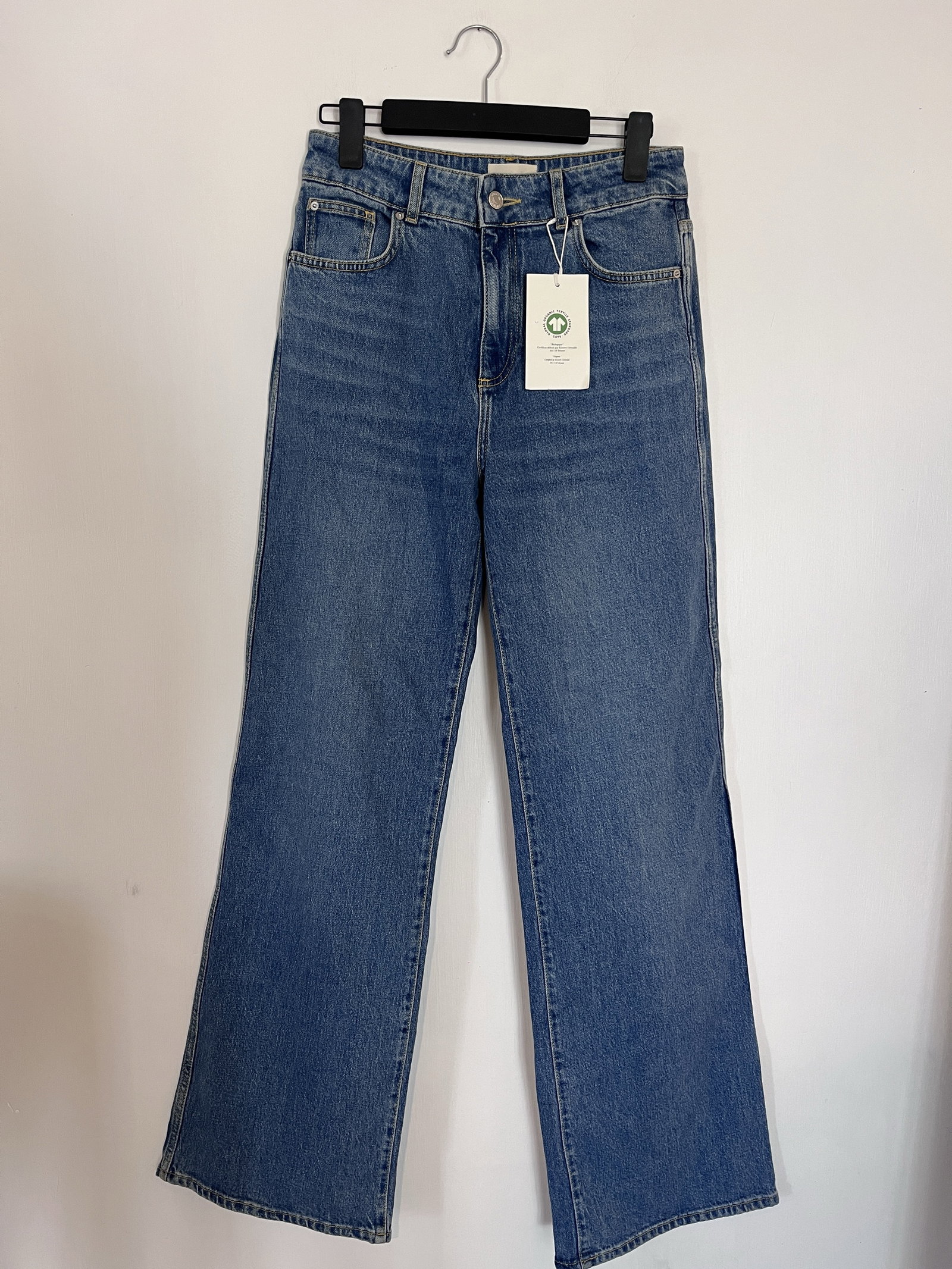 Jeans wide leg tiro alto 
