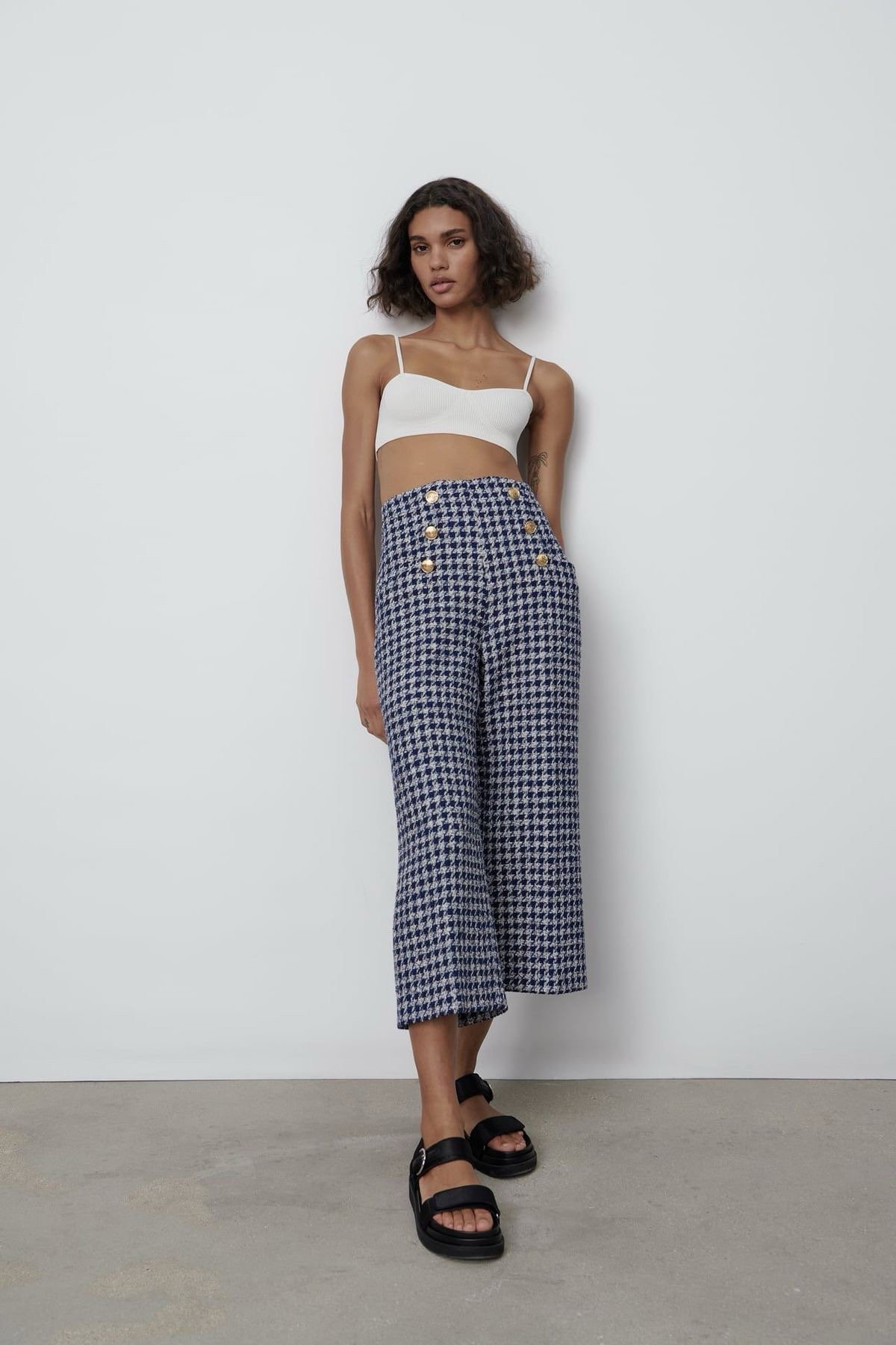 Pantalón Culotte Cuadros Vichy Zara como nuevo
