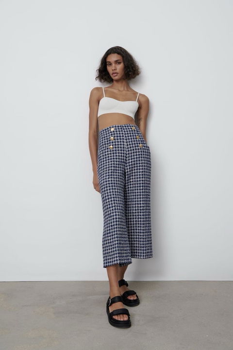Pantalón Culotte Cuadros Vichy Zara como nuevo