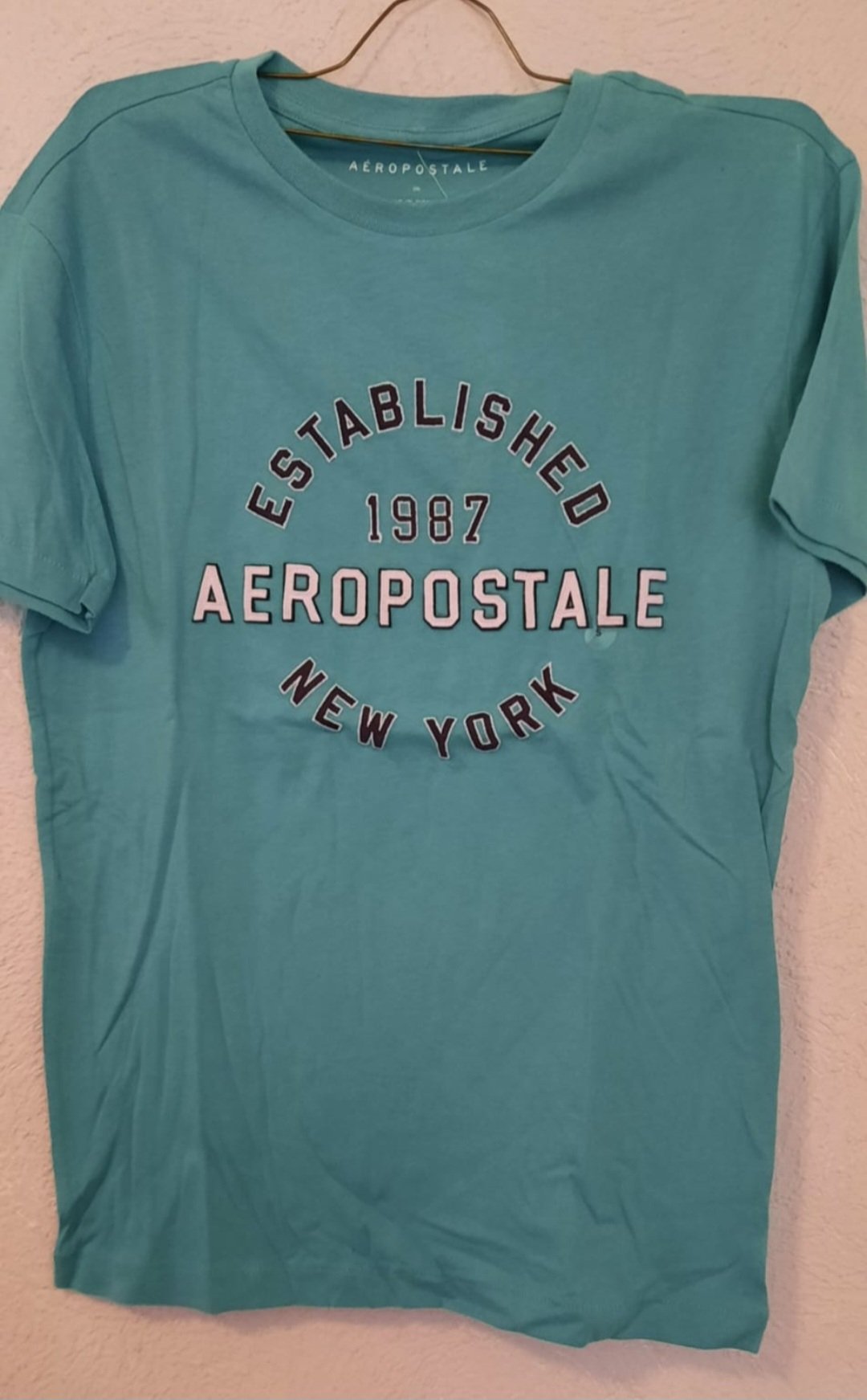 Playera de Hombre Aeropostal Talla M Color Azul Turquesa Nueva