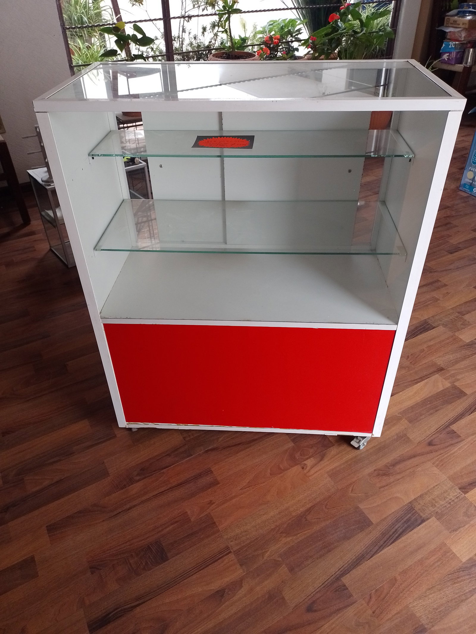Vitrina de Melamina con Ruedas y Compartimentos