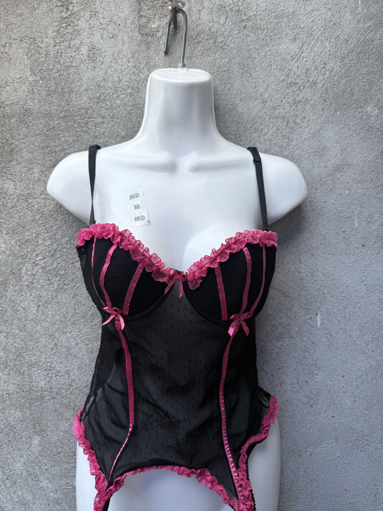 Baby doll de encaje rosita/moños victoria’s secret