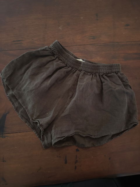 Chocolate Brown Linen Ruffle Hem Shorts – Size S