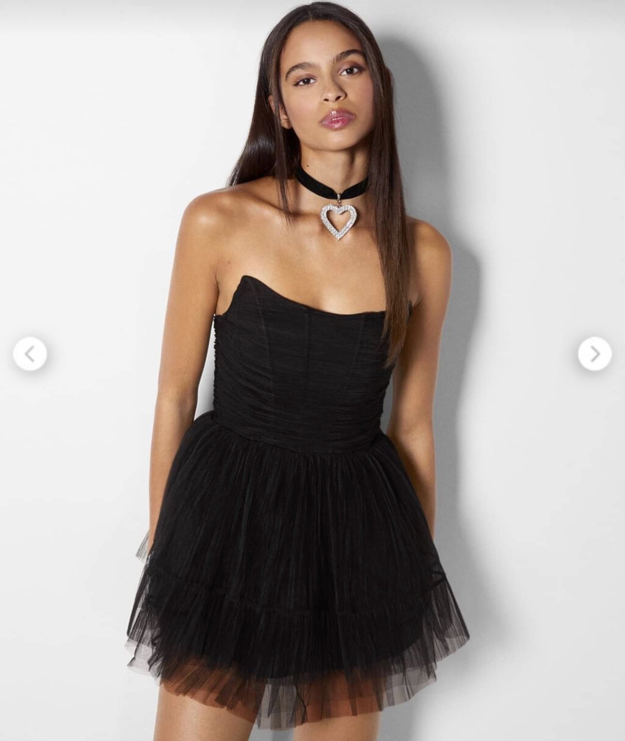 Vestido ampon tipo corset negro Bershka