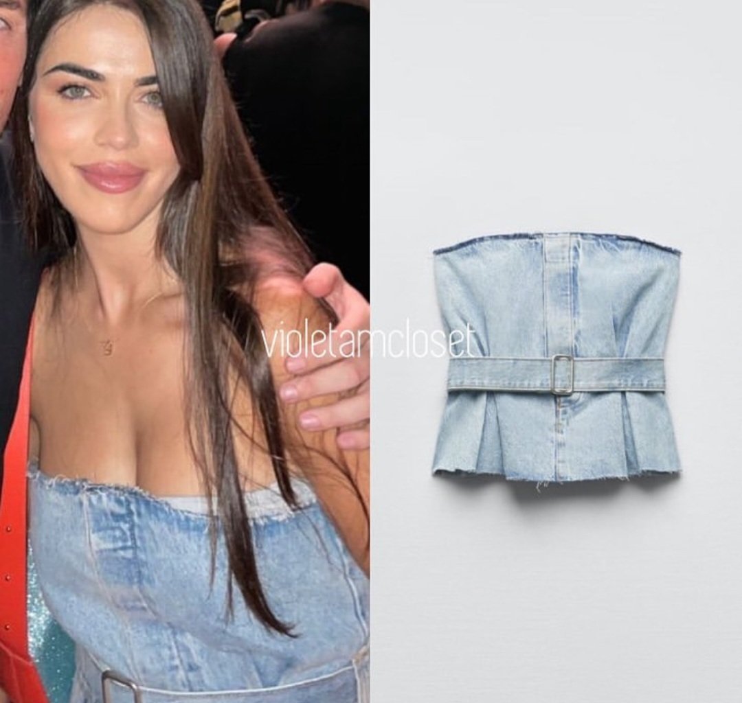 Top denim palabra de honor Zara nuevo