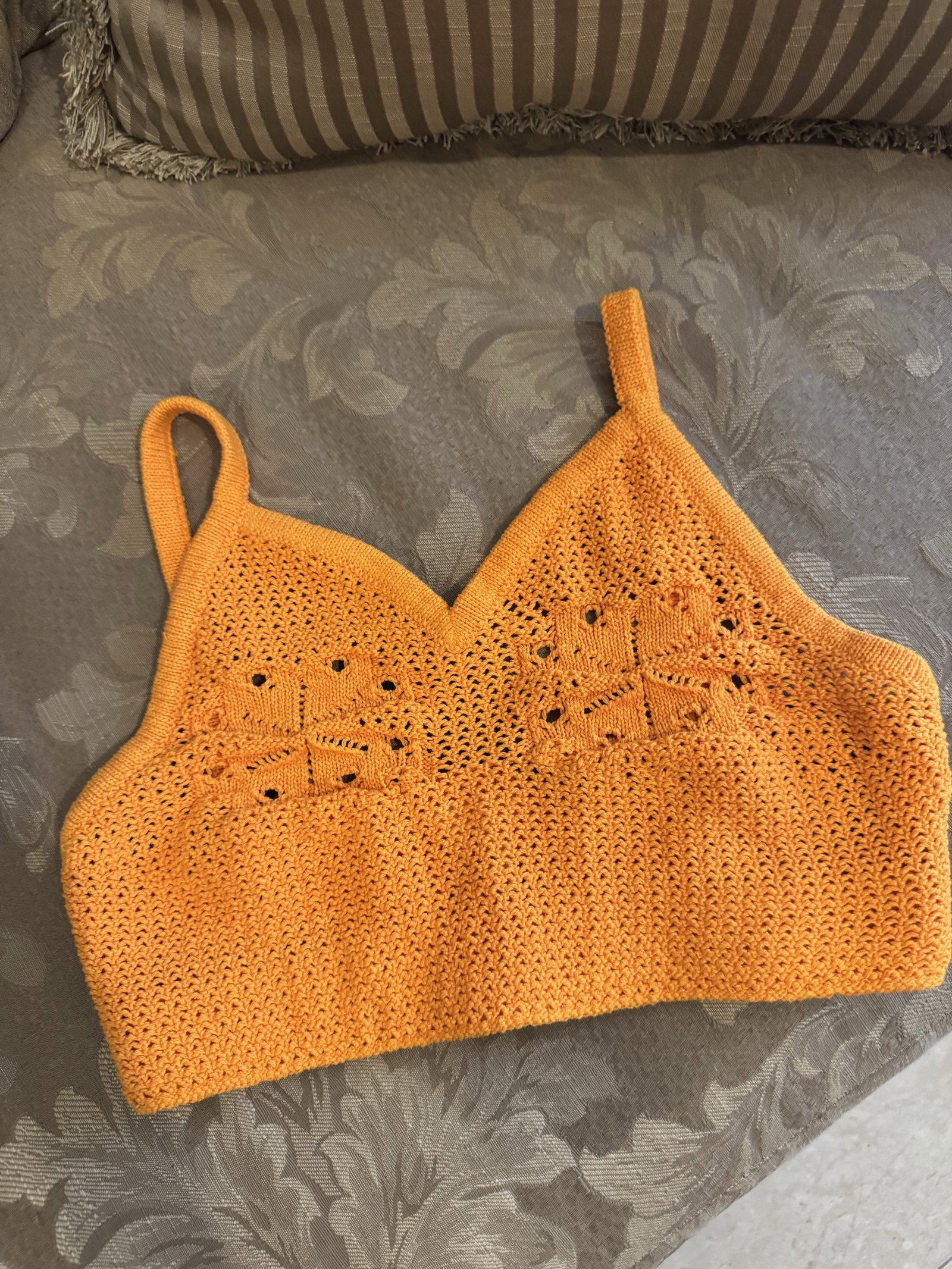 Top naranja H&M tejido