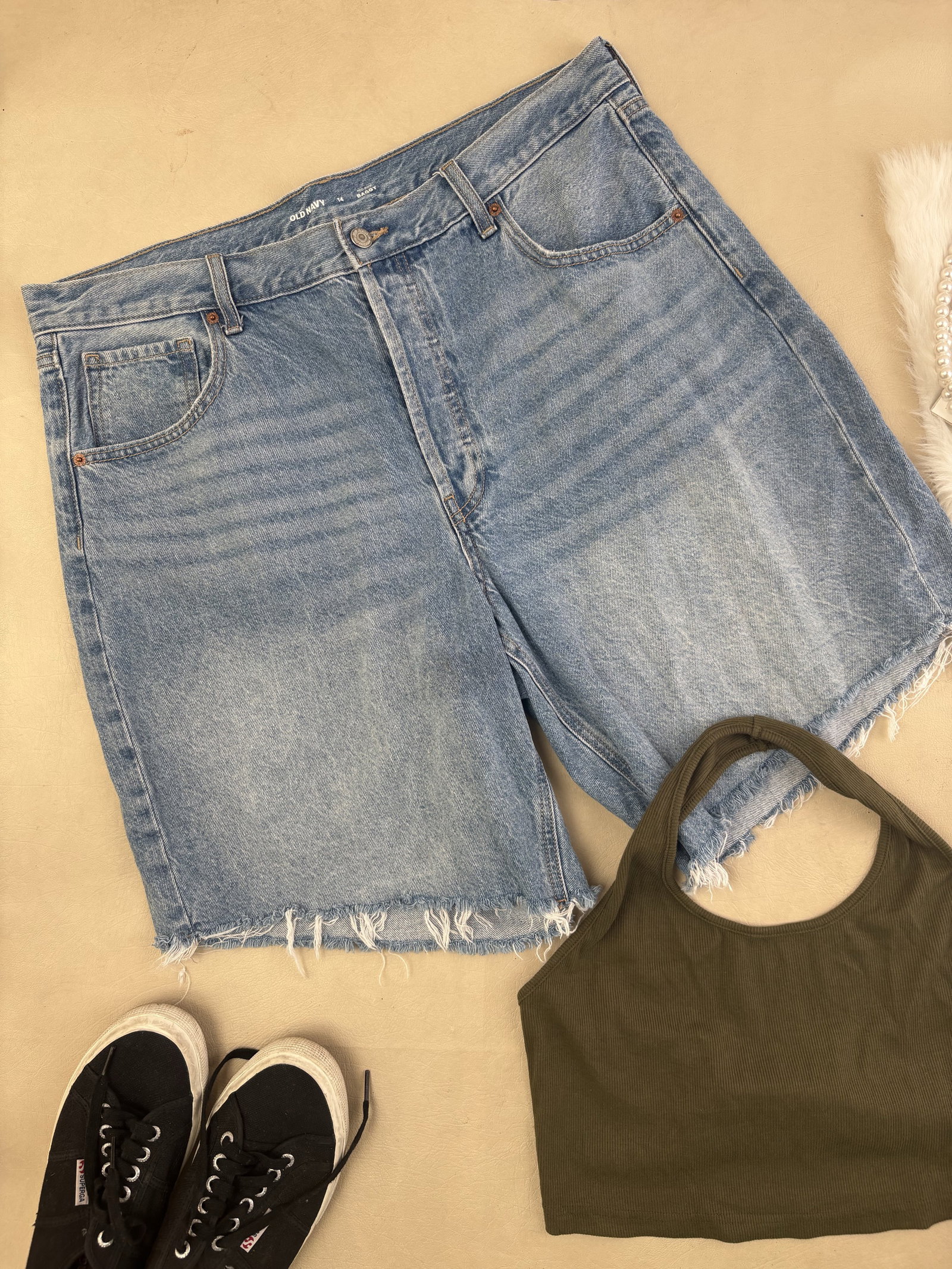 Bermuda Baggy de Mezclilla Old Navy en Buen Estado