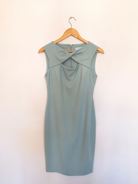 Vestido Calvin Klein Talla 6 - Color Verde Agua - Como Nuevo