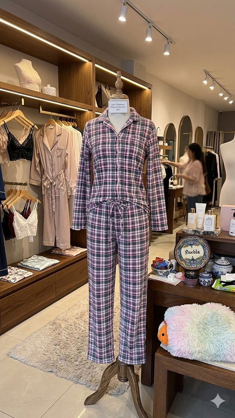 Conjunto de Pijama Adonna Nueva Talla M Rosa con Gris y Blanco