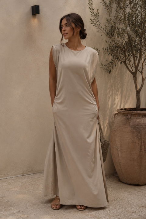 Vestido Midi de Punto H&M Nuevo con Etiqueta Talla M Color Beig