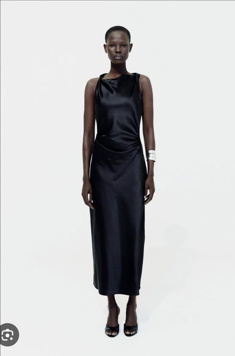 Vestido Formal Satinado Zara Talla M - Nuevo con Etiqueta