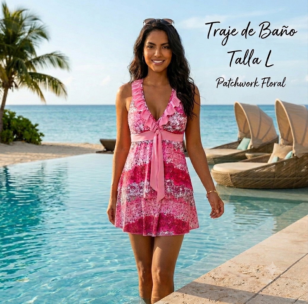 Traje de Baño Talla L con Faldita Floral