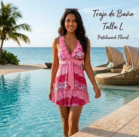 Traje de Baño Talla L con Faldita Floral