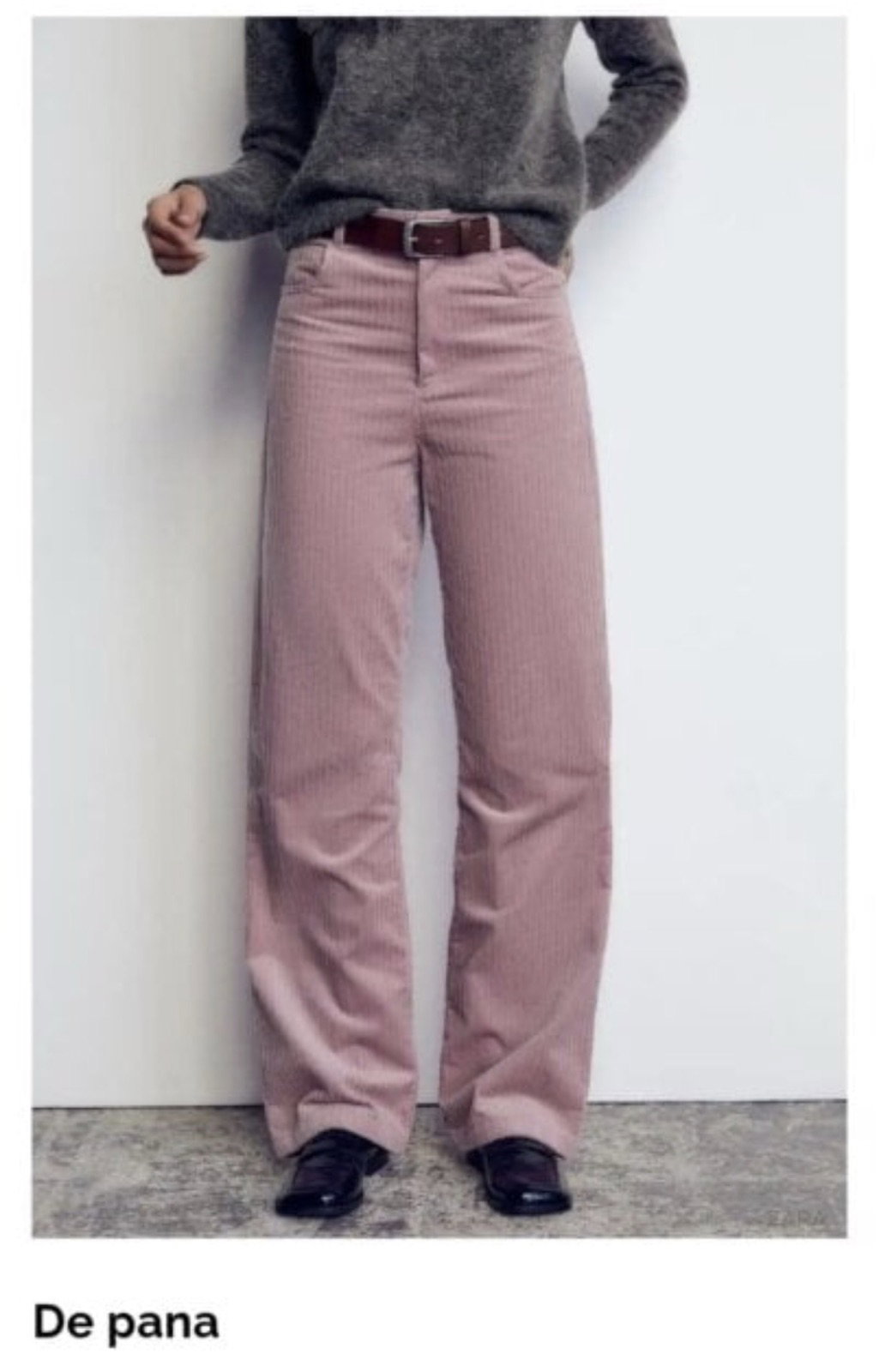 Pantalón de pana pierna ancha Zara nuevo con etiqueta talla L color rosa
