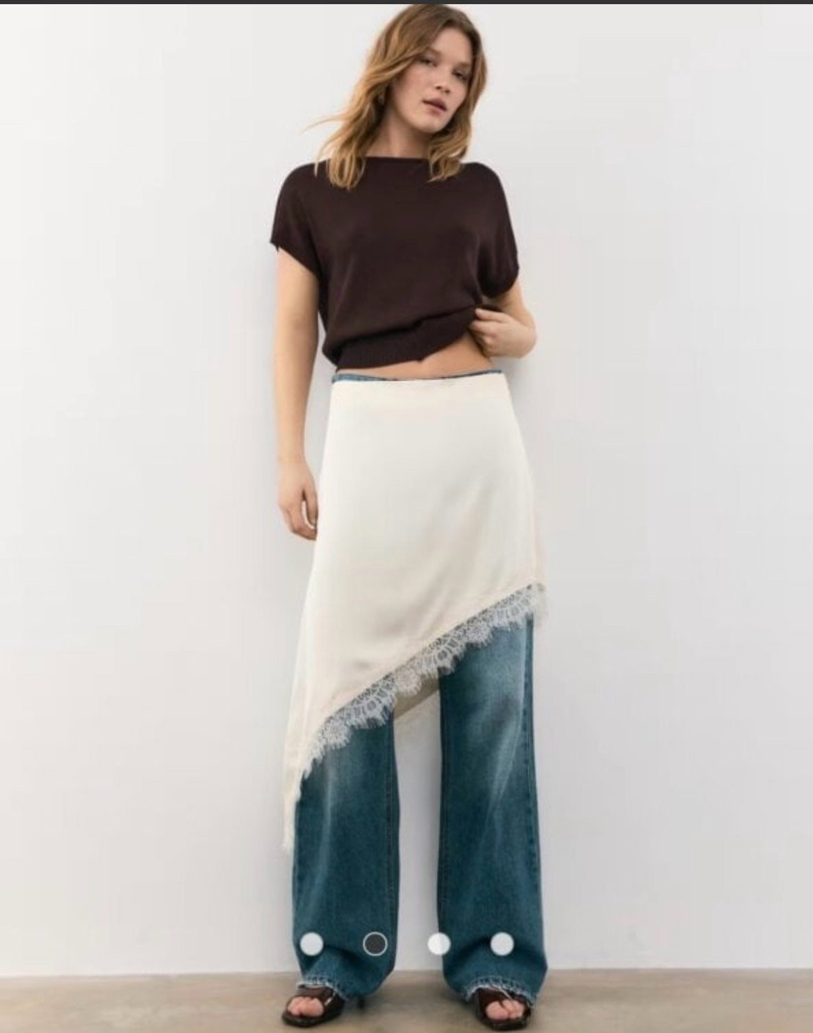 Top de punto rústico Stradivarius color café talla XS