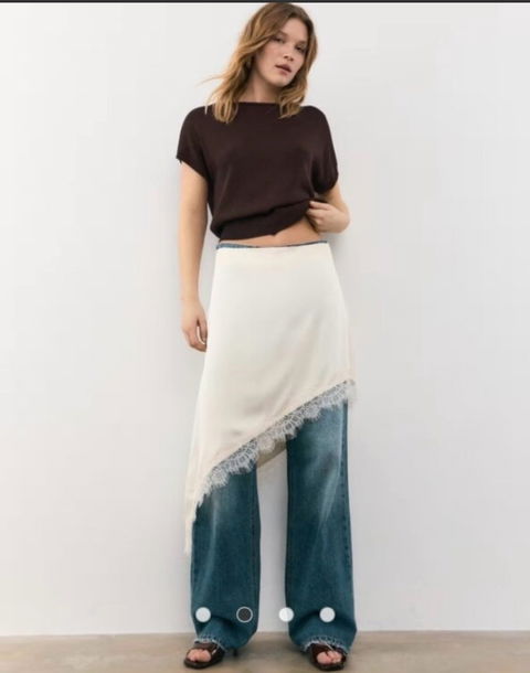 Top de punto rústico Stradivarius color café talla XS