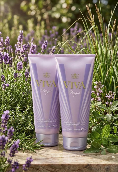Duo de loción crema para dama, Viva by Fergie. Descatalogado Avón.