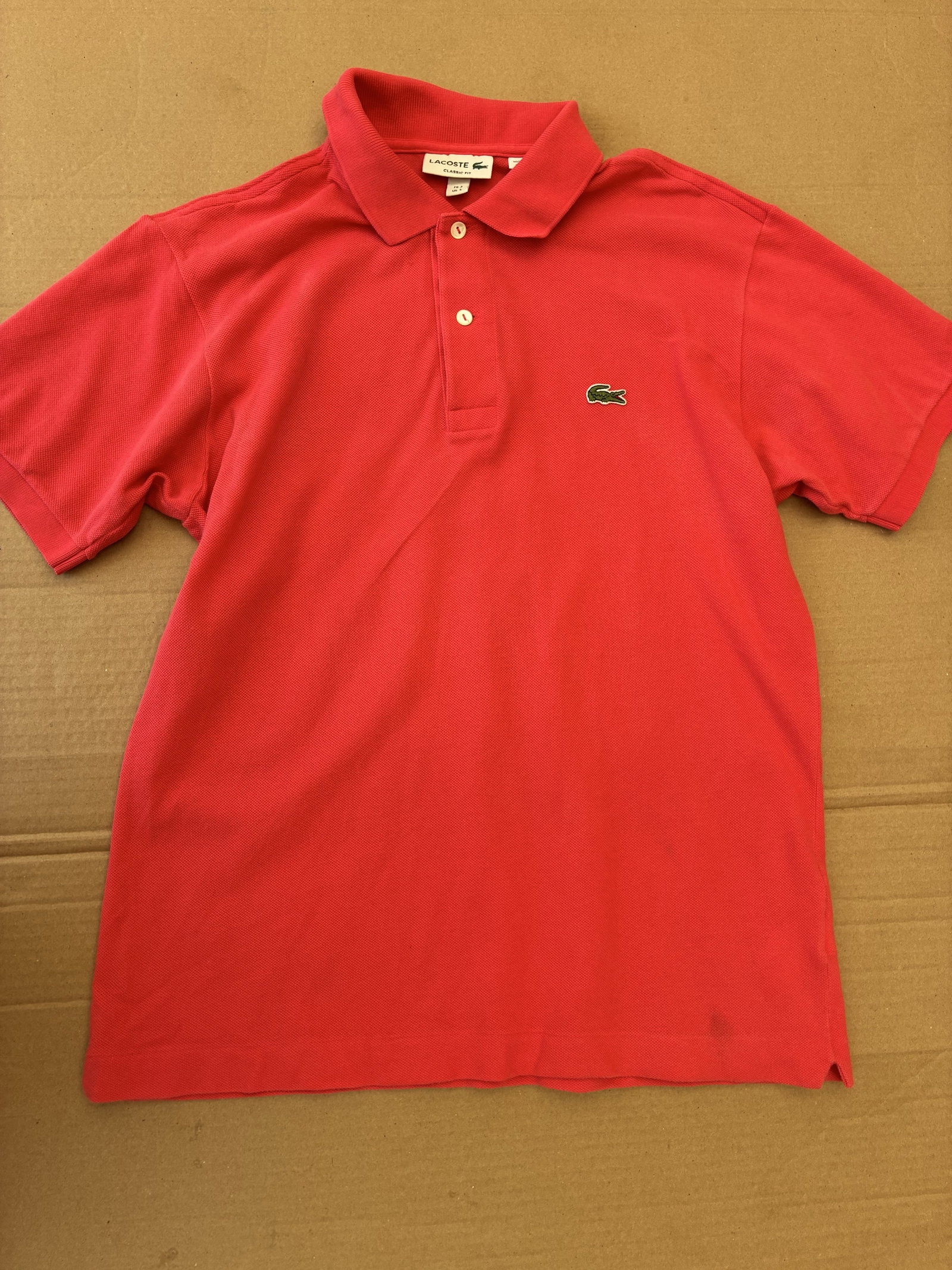 Playera Polo Lacoste Color Rosa Coral Talla S Classic Fit