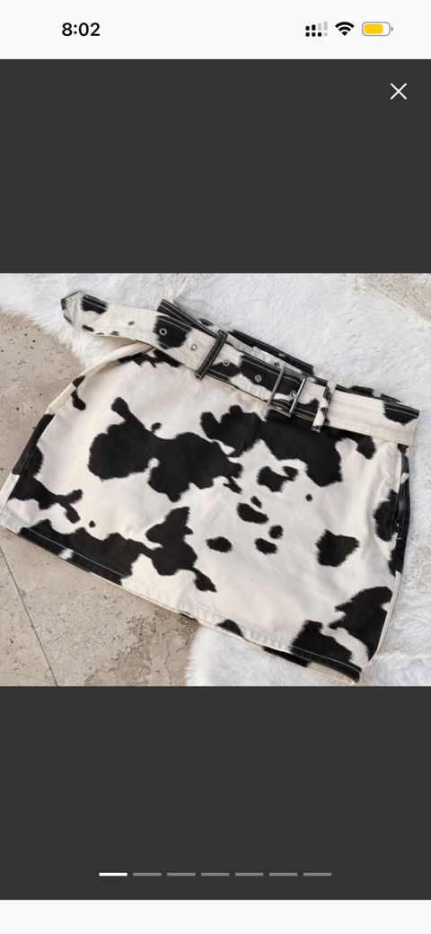 Falda corta con estampado de vaca - Talla M - Nueva con etiqueta