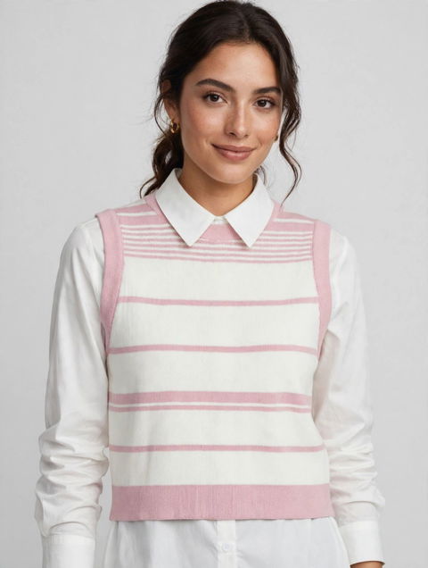 Blusa camisera blanca y chaleco tejido S/M