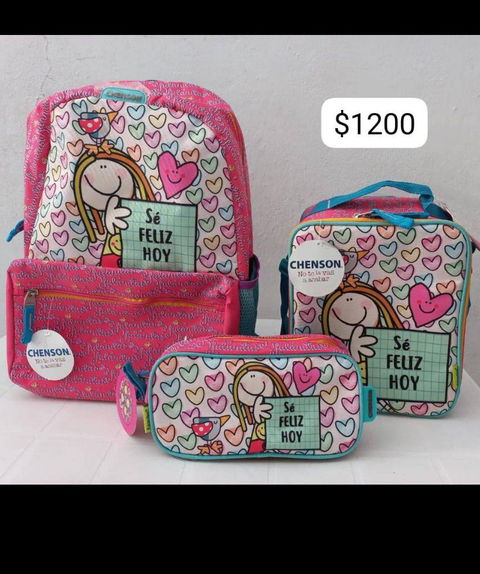 Set de mochila y estuche Chenson con diseño colorido