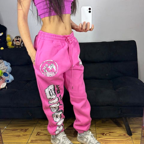 Pantalones deportivos rosa EIPPIN con estampado