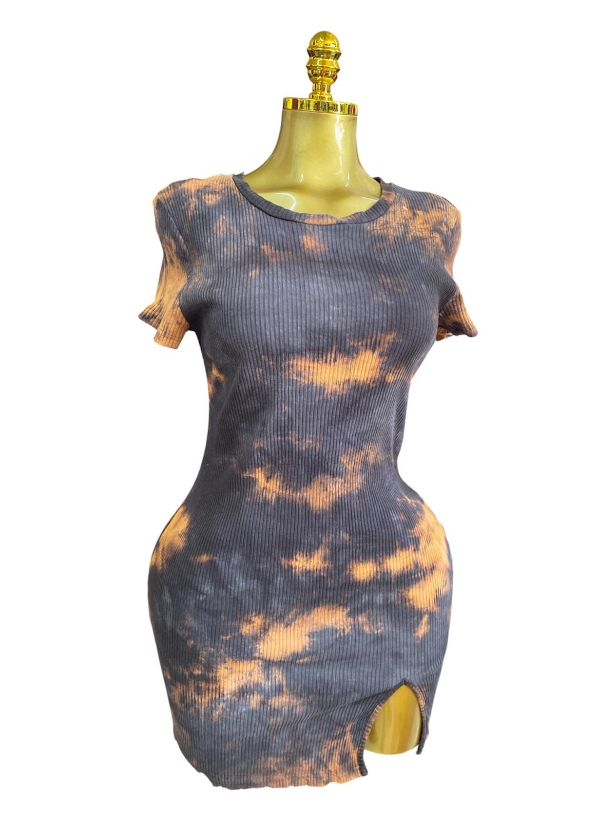 Vestido ajustado de algodón con diseño de tie-dye