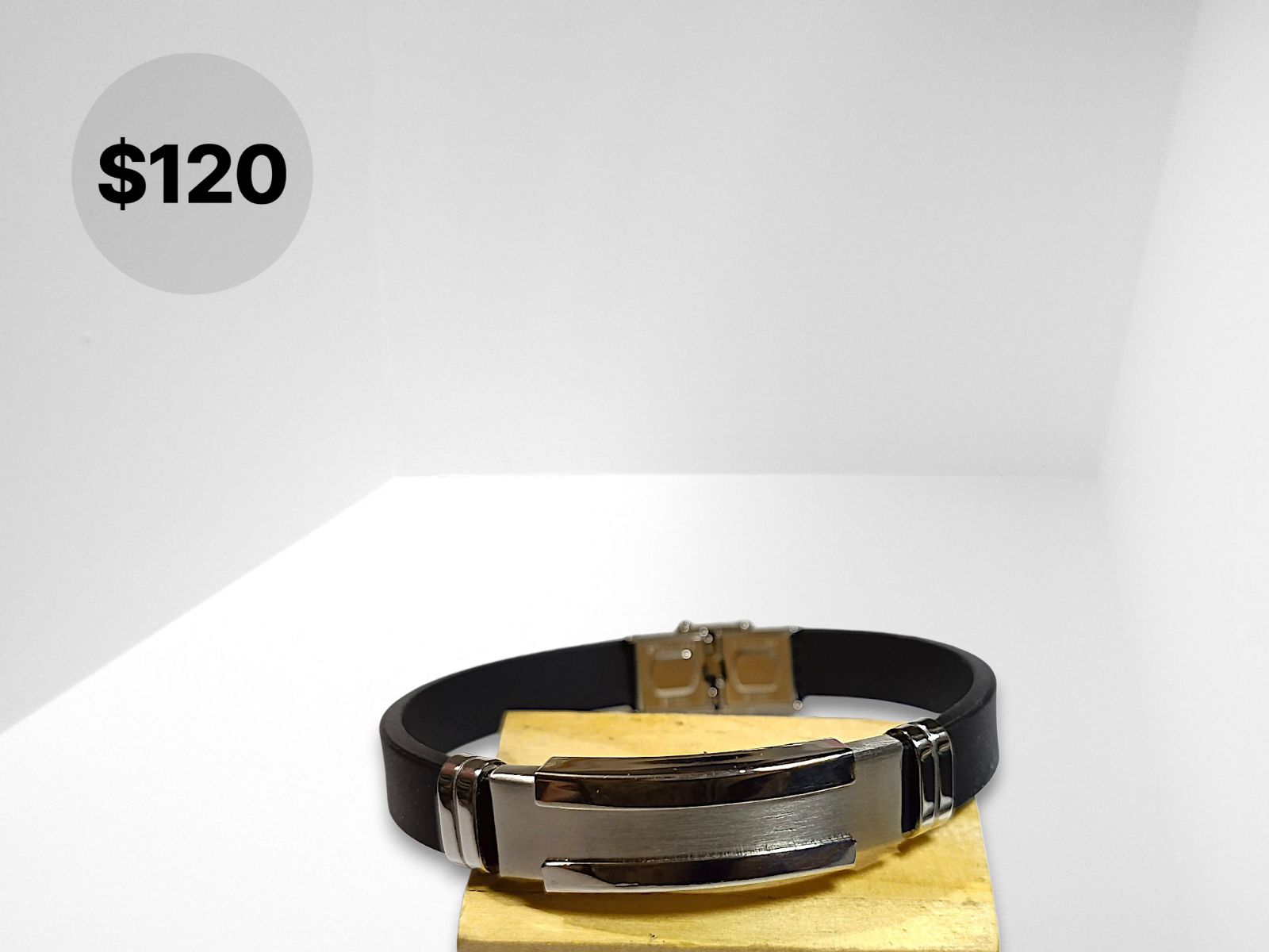 Pulsera de caucho, placa de Acero inoxidable 
