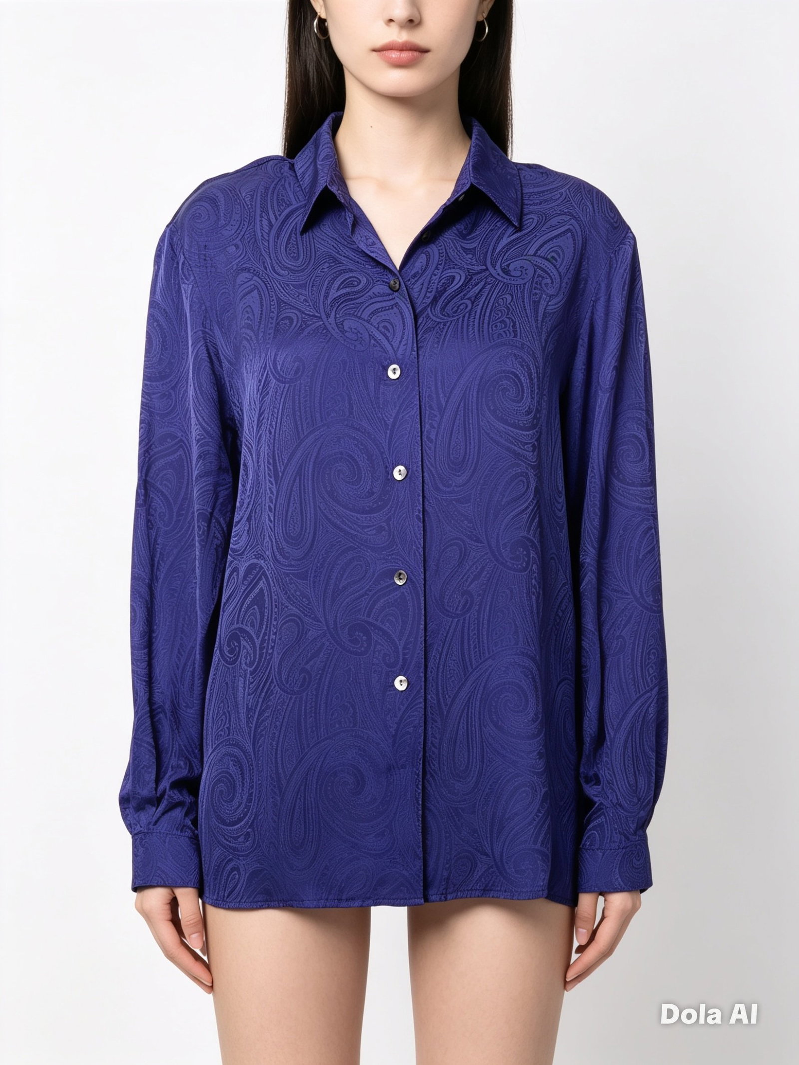 Blusa de Seda Morada con Estampado