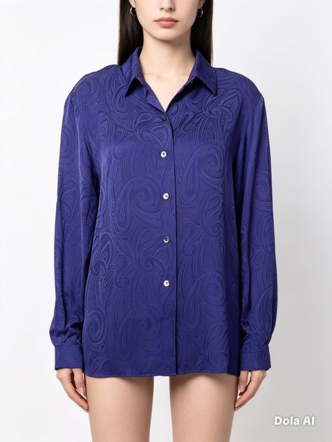 Blusa de Seda Morada con Estampado