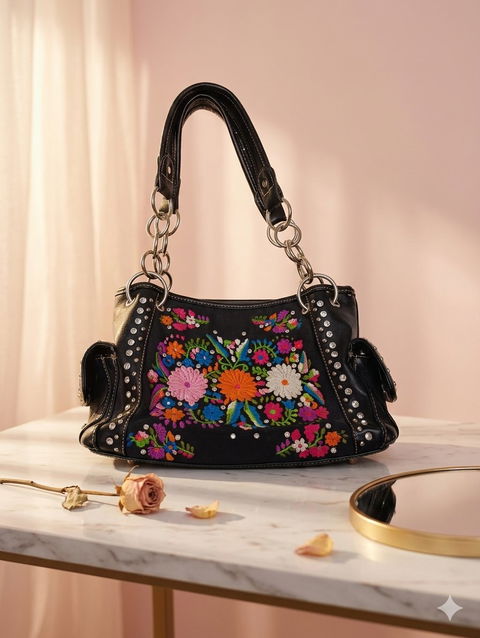 Bolsa con flores bordadas