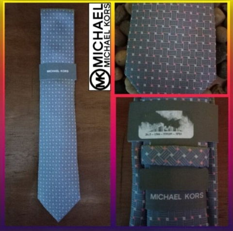 Corbata MICHAEL KORS original nueva gris, rosa y blanco
