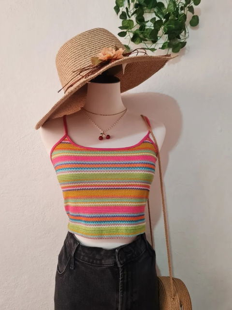 Top tejido de punto multicolor talla S-M