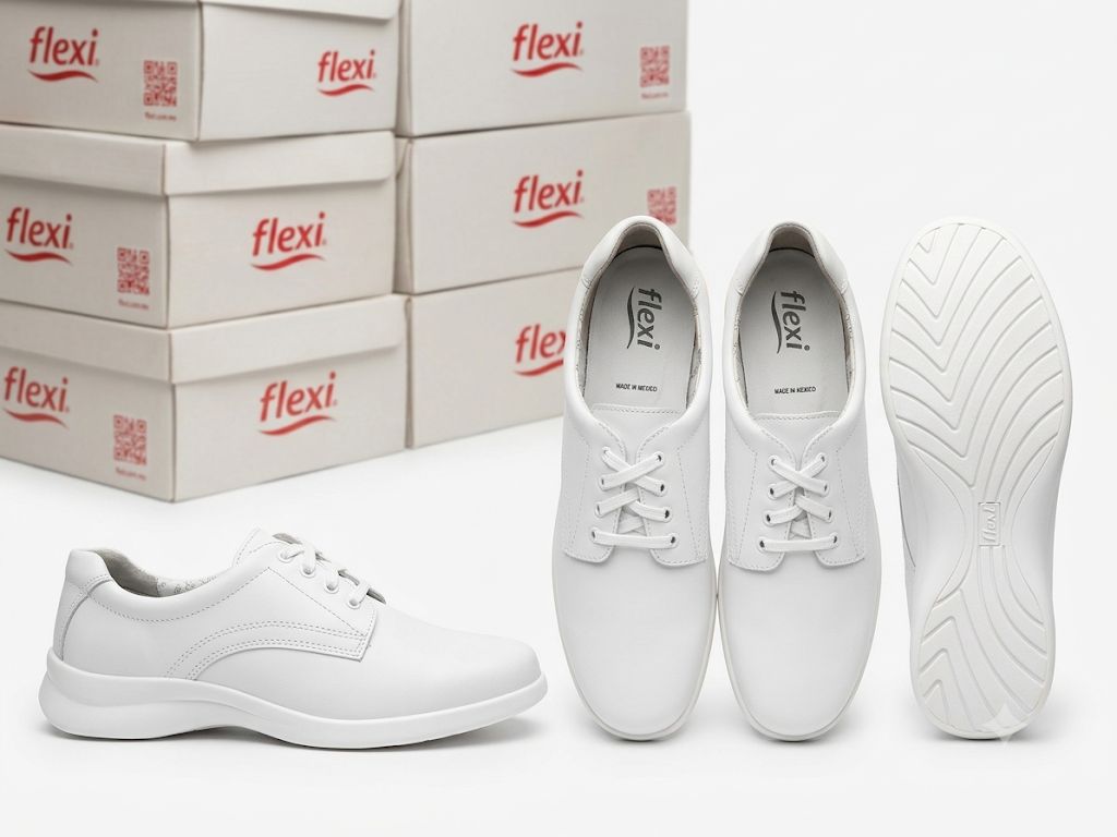 Zapatos Flexi de piel blancos/cómodos/nuevos 