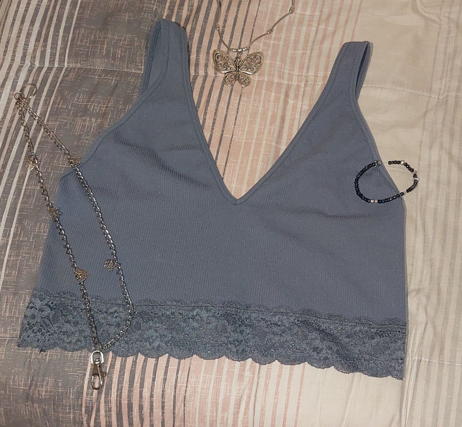 Tank Top Azul Pacsun con encaje *. ☆