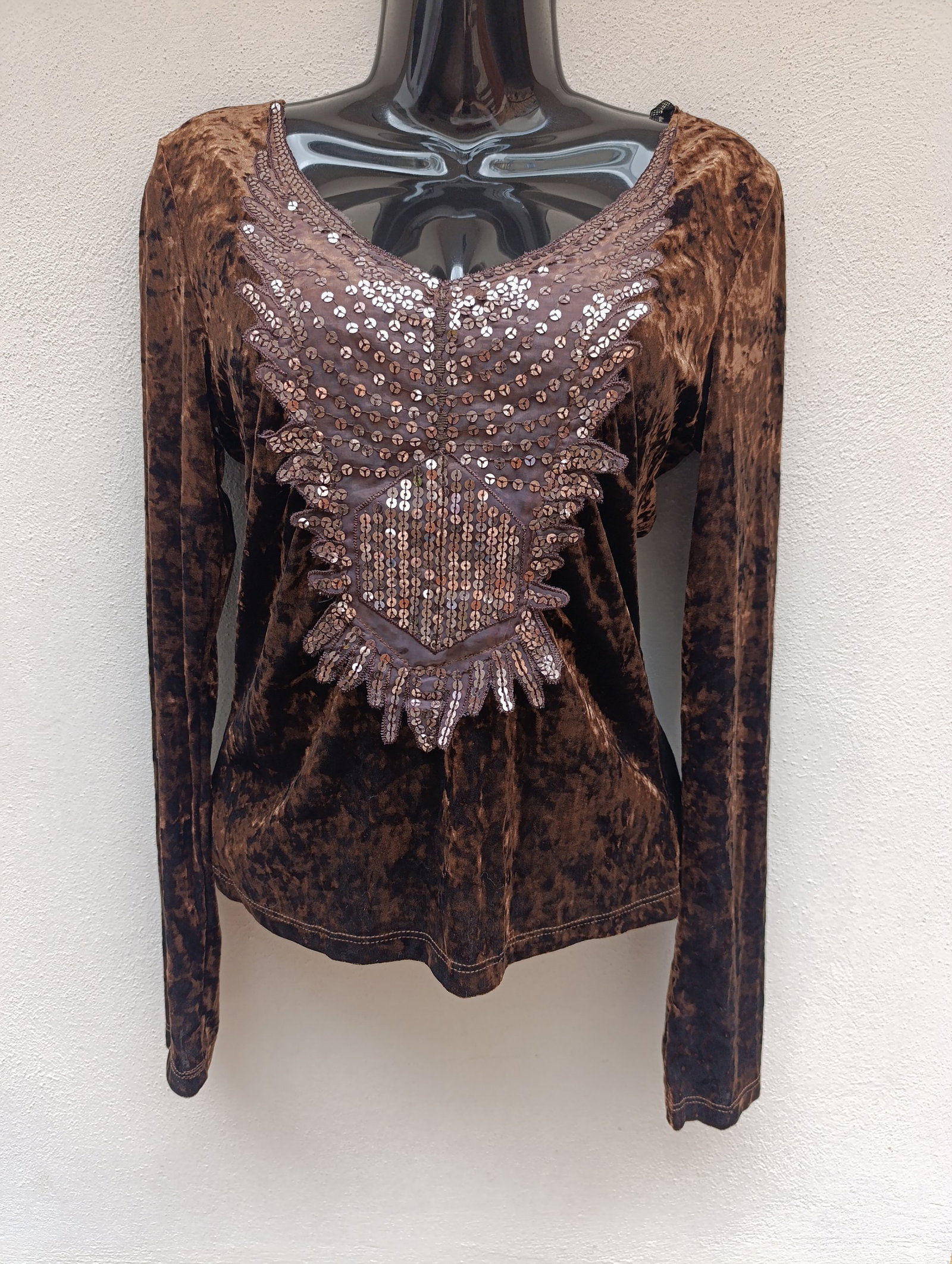 Blusa de Terciopelo con Detalles de Lentejuelas - Zoompy