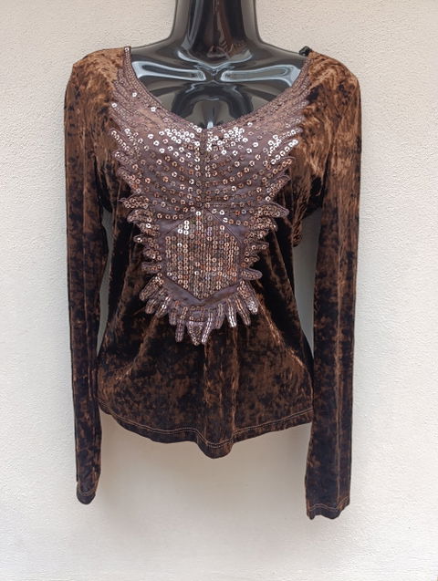 Blusa de Terciopelo con Detalles de Lentejuelas - Zoompy