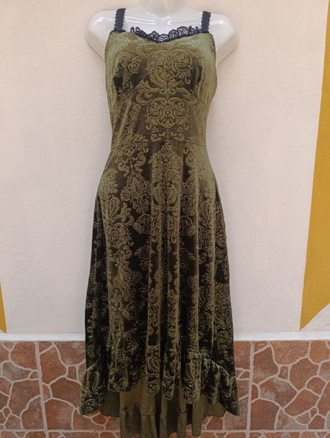 Vestido largo de terciopelo verde