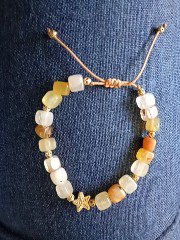 Pulsera de piedra natural ágata cuadrada con dije de estrella